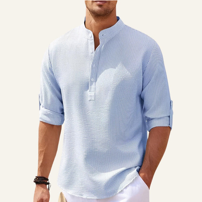 Men’s Casual Mandarin Collar Shirt – Ascot
