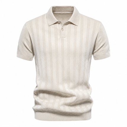 LuxeWeave Men’s Textured Knit Polo Shirt