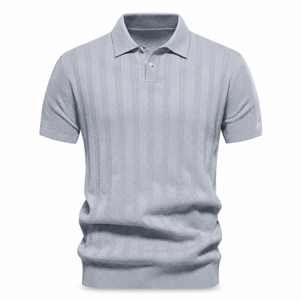 LuxeWeave Men’s Textured Knit Polo Shirt