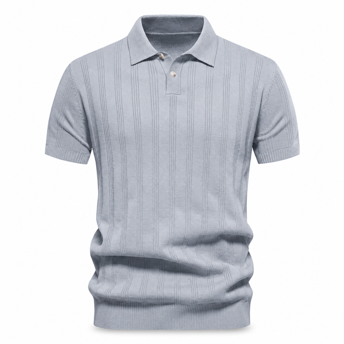 LuxeWeave Men’s Textured Knit Polo Shirt