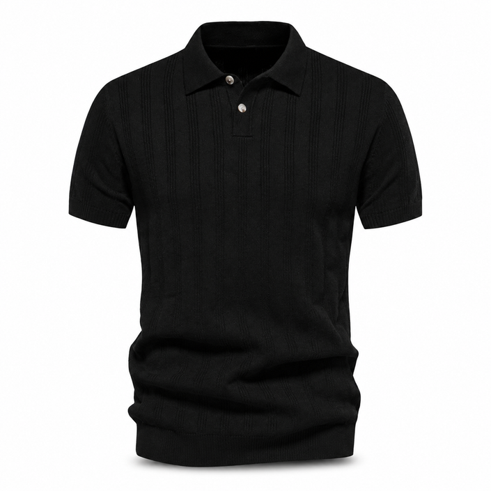LuxeWeave Men’s Textured Knit Polo Shirt