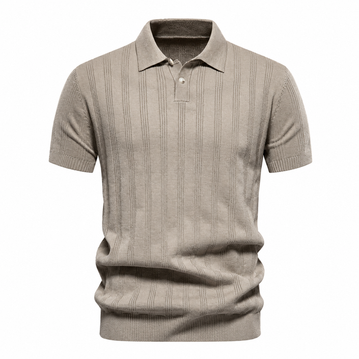 LuxeWeave Men’s Textured Knit Polo Shirt