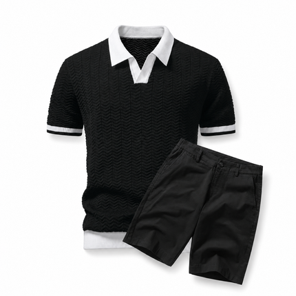 Heritage Textured Polo Shirt + Shorts Set