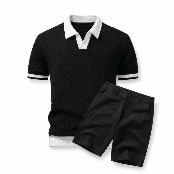 Heritage Textured Polo Shirt + Shorts Set