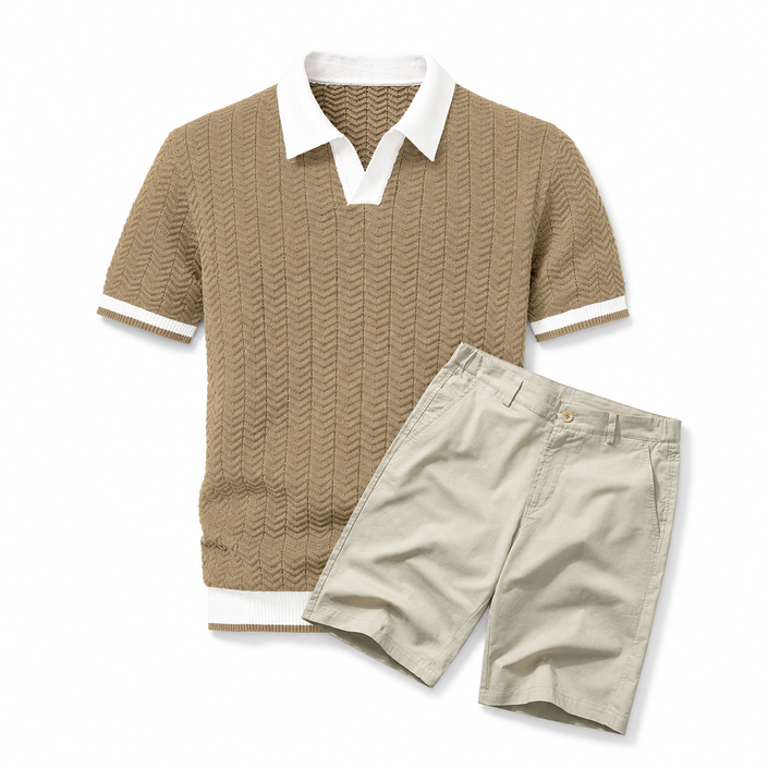 Heritage Textured Polo Shirt + Shorts Set