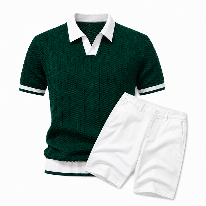 Heritage Textured Polo Shirt + Shorts Set