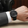 Men's Black Leather Watch - Luxemiro