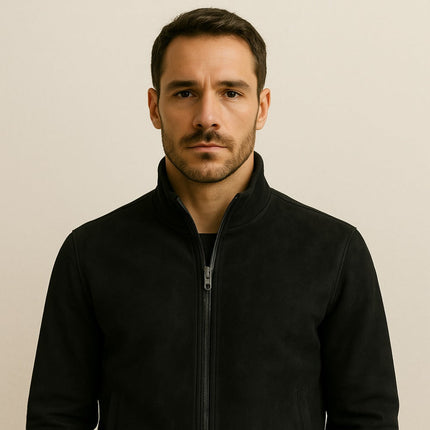 Men's Suede High-Collar Jacket - Monet
