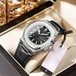 Men's Black Leather Watch - Luxe