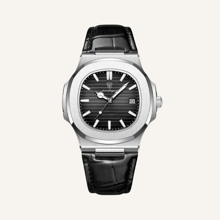 Men's Black Leather Watch - Luxe