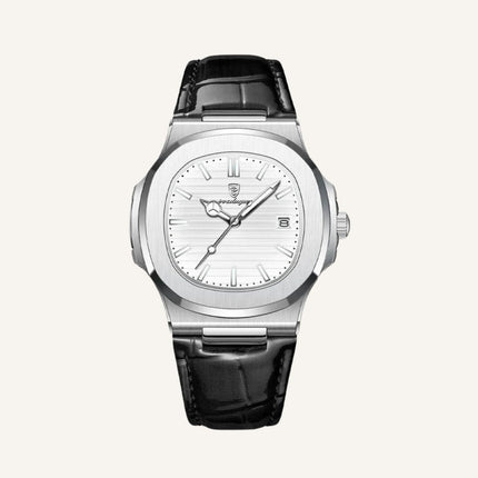 Men's Black Leather Watch - Luxe