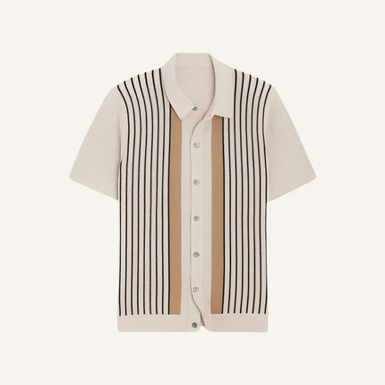 Striped Knit Polo Shirt - Montelle